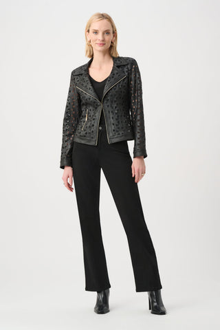 Joseph Ribkoff Foiled Faux Suede And Mesh Moto Jacket-263910