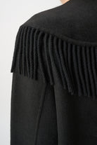 Wool Blend Shawl Collar Fringed Coat
