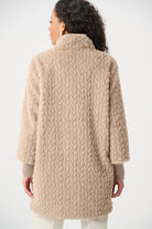 Textured Faux Fur Mock-Neck Coat
