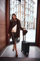 Textured Faux Fur Notch Collar Coat