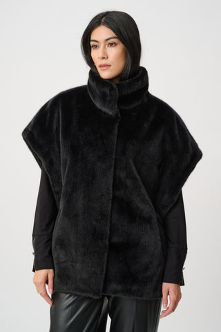 Joseph Ribkoff Faux Fur Funnel-Neck Boxy Vest-263918