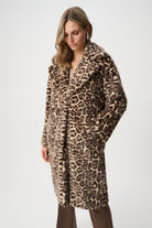 Faux Fur Leopard Print Straight Coat