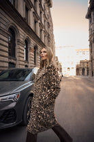 Faux Fur Leopard Print Straight Coat