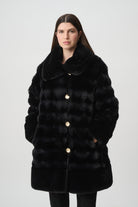 Textured Faux Fur Funnel-Neck Reversible Coat
