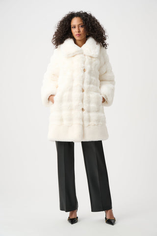 Joseph Ribkoff Textured Faux Fur Funnel-Neck Reversible Coat-263920