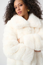 Textured Faux Fur Funnel-Neck Reversible Coat
