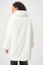 Textured Faux Fur Funnel-Neck Reversible Coat