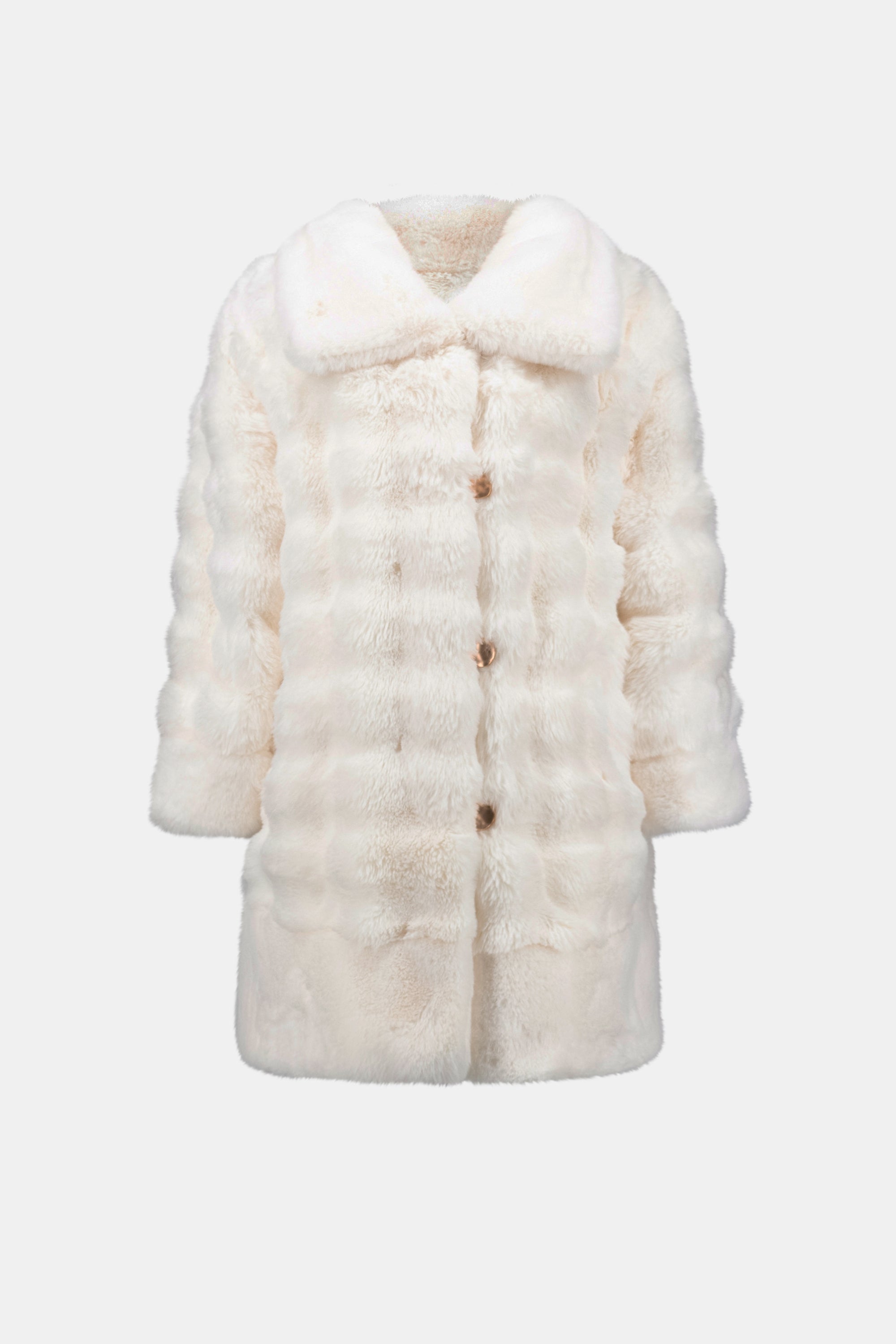 Textured Faux Fur Funnel-Neck Reversible Coat