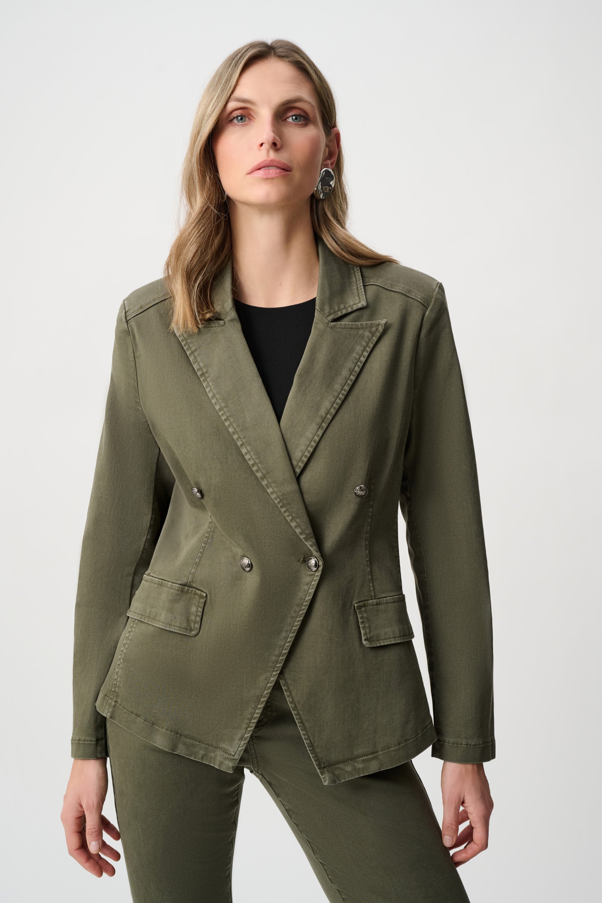 Featherweave Denim Double-Breasted Blazer