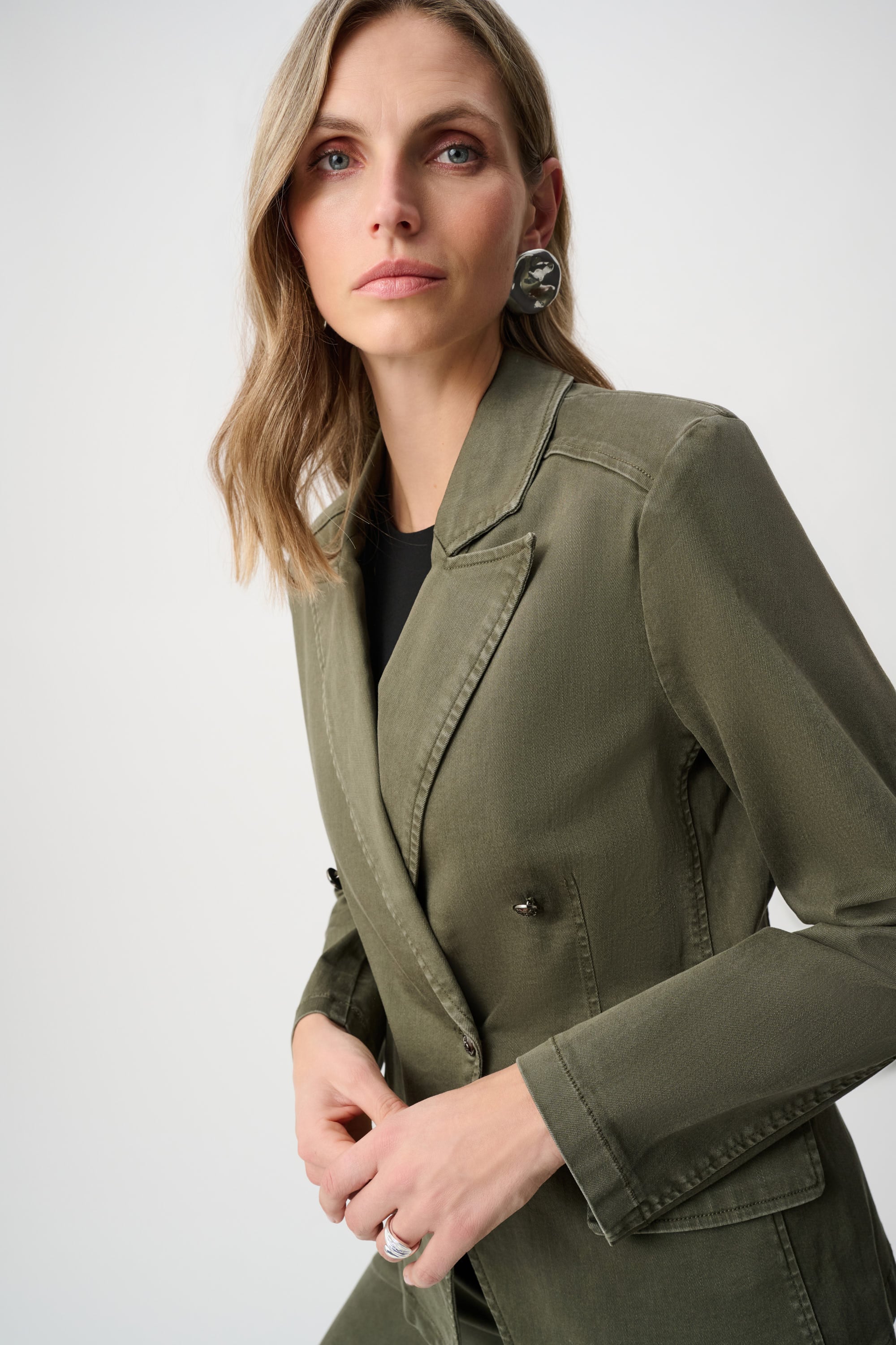 Featherweave Denim Double-Breasted Blazer