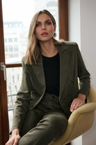 Featherweave Denim Double-Breasted Blazer