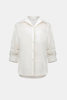 Cotton Poplin Pearl Trim Boxy Blouse