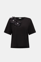 Rayon And Nylon T-Shirt With Memory Flower Detail