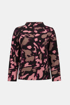 Abstract Jacquard Sweater With Rhinestone Detail