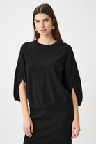 Brushed Viscose And Nylon Knit Tulip Sleeve Sweater
