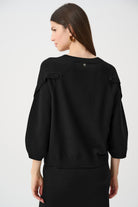 Brushed Viscose And Nylon Knit Tulip Sleeve Sweater