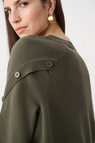 Brushed Viscose And Nylon Knit Tulip Sleeve Sweater