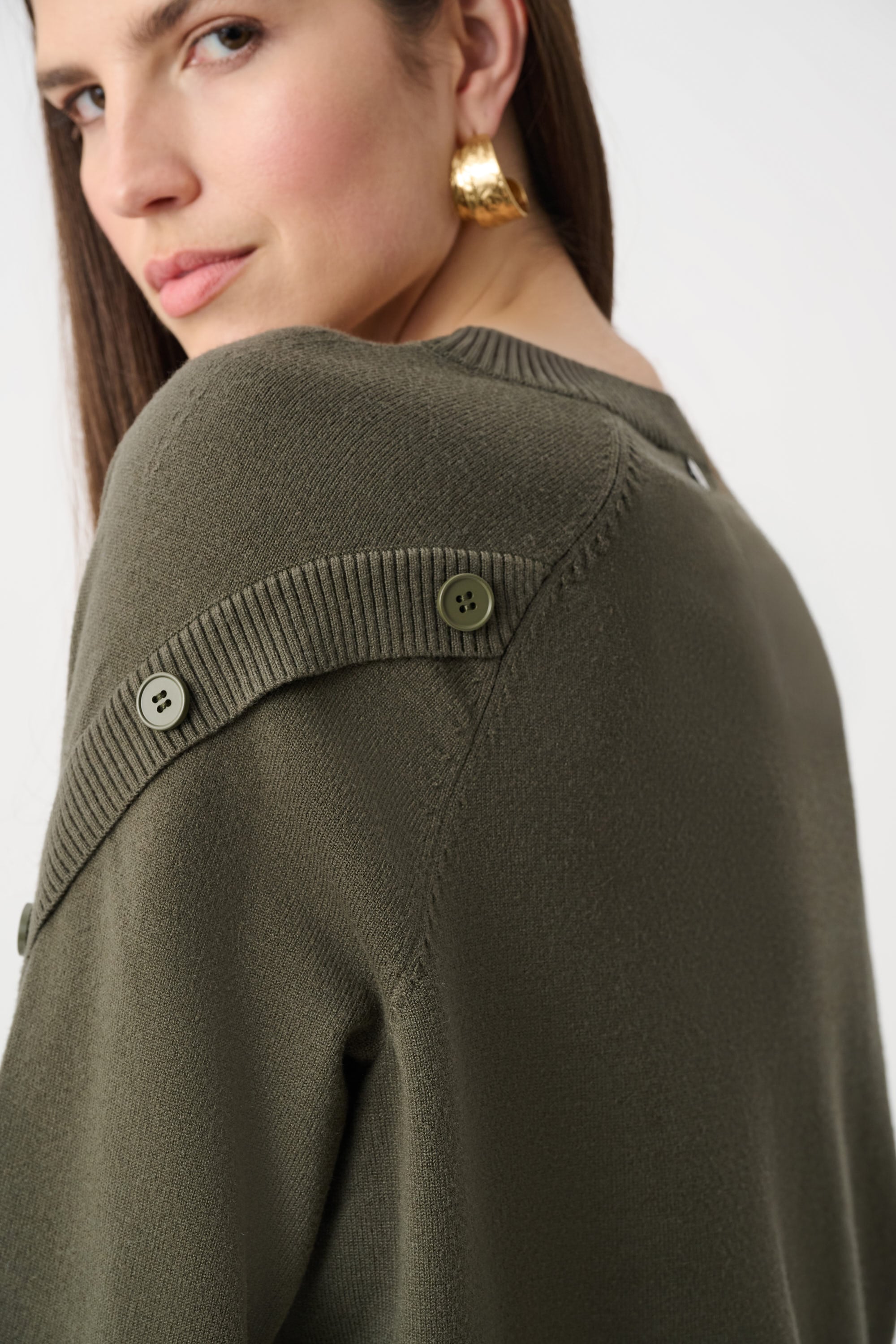 Brushed Viscose And Nylon Knit Tulip Sleeve Sweater