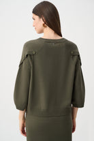 Brushed Viscose And Nylon Knit Tulip Sleeve Sweater