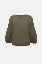 Brushed Viscose And Nylon Knit Tulip Sleeve Sweater