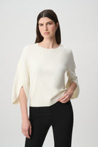 Brushed Viscose And Nylon Knit Tulip Sleeve Sweater