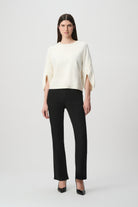 Brushed Viscose And Nylon Knit Tulip Sleeve Sweater