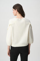 Brushed Viscose And Nylon Knit Tulip Sleeve Sweater