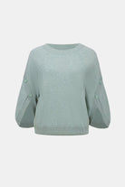 Brushed Viscose And Nylon Knit Tulip Sleeve Sweater