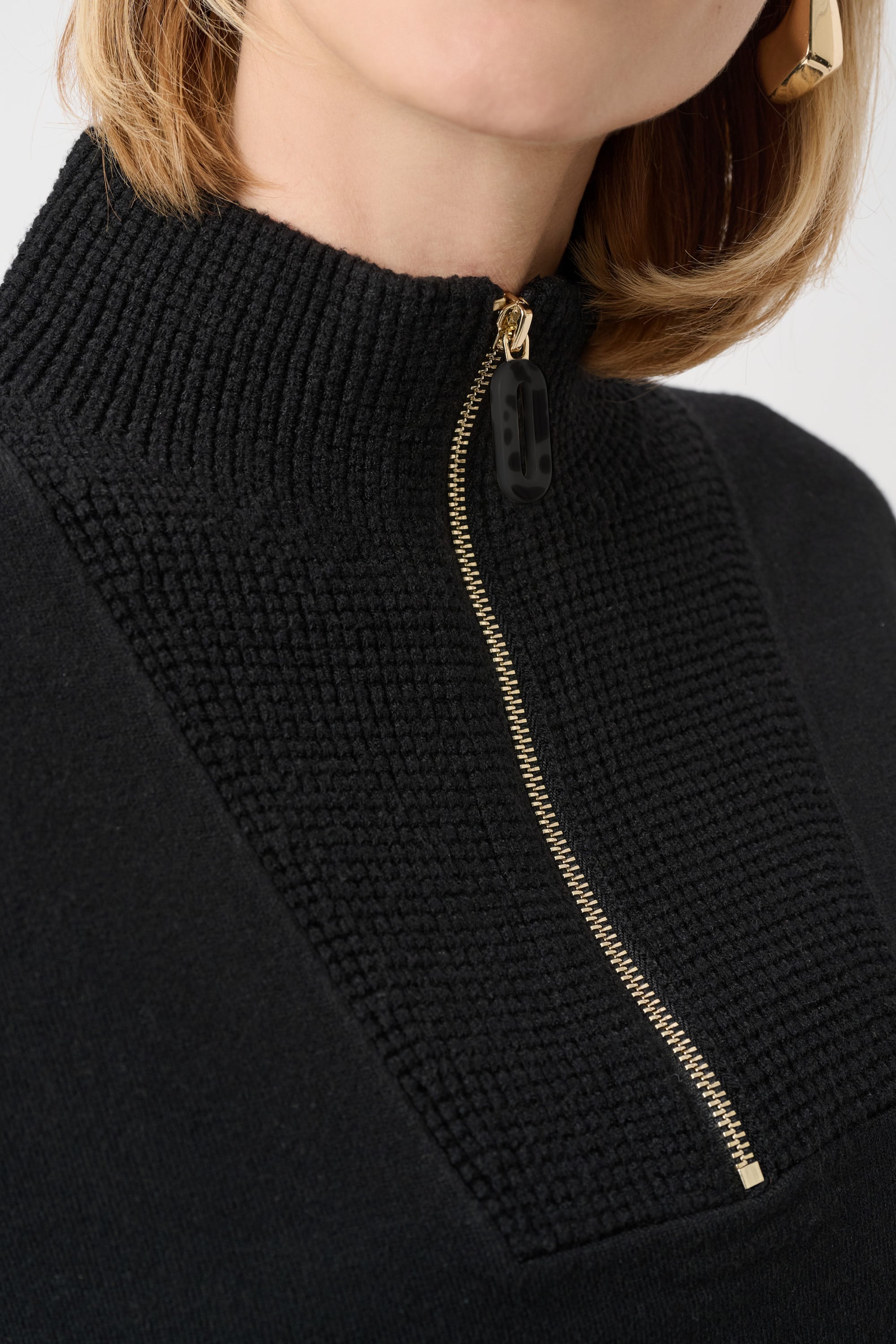 Brushed Viscose And Nylon Funnel-Neck Sweater