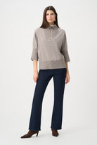Brushed Viscose And Nylon Funnel-Neck Sweater