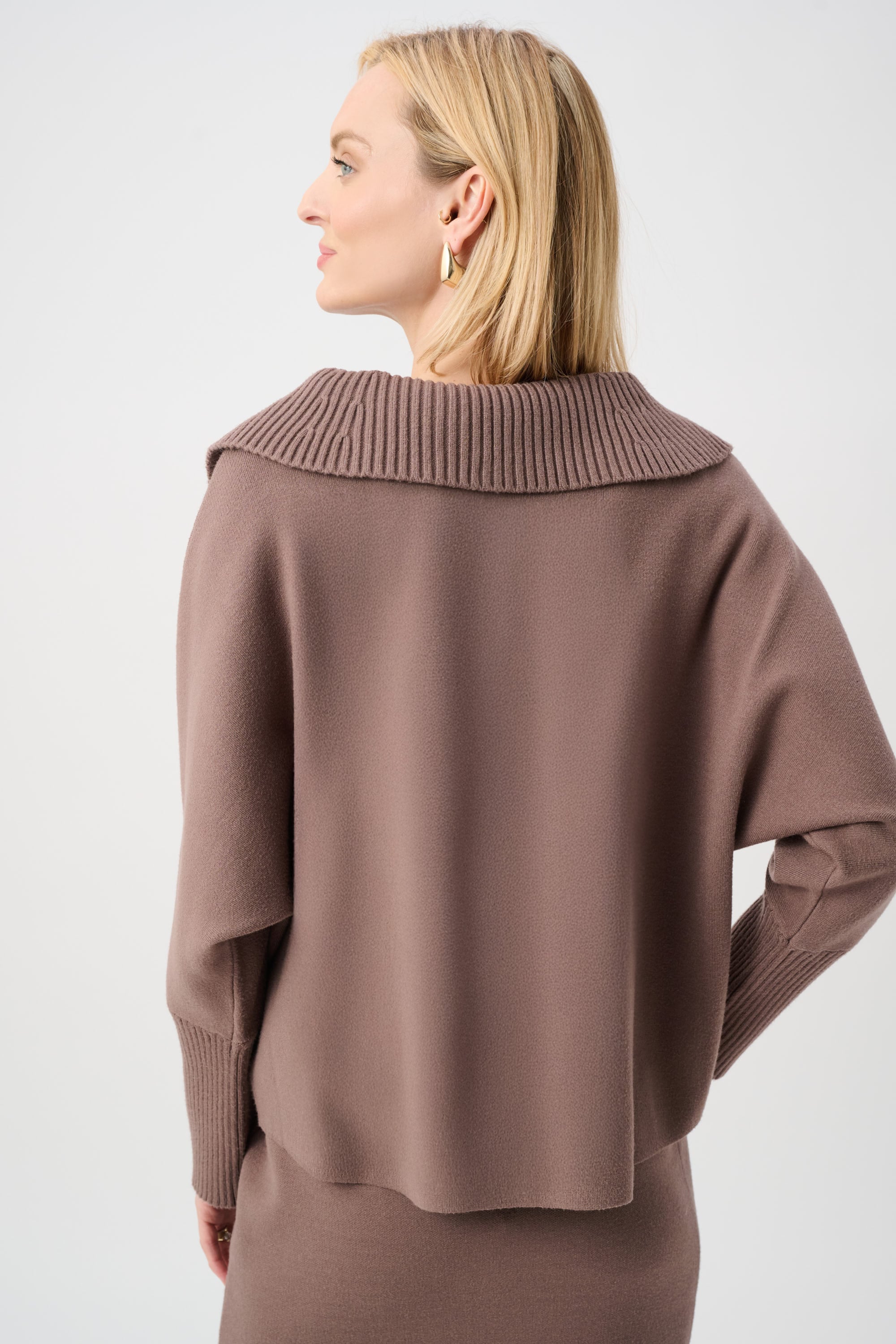 Brushed Viscose And Nylon Shawl-Neck Sweater