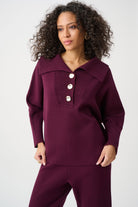 Brushed Viscose And Nylon Shawl-Neck Sweater