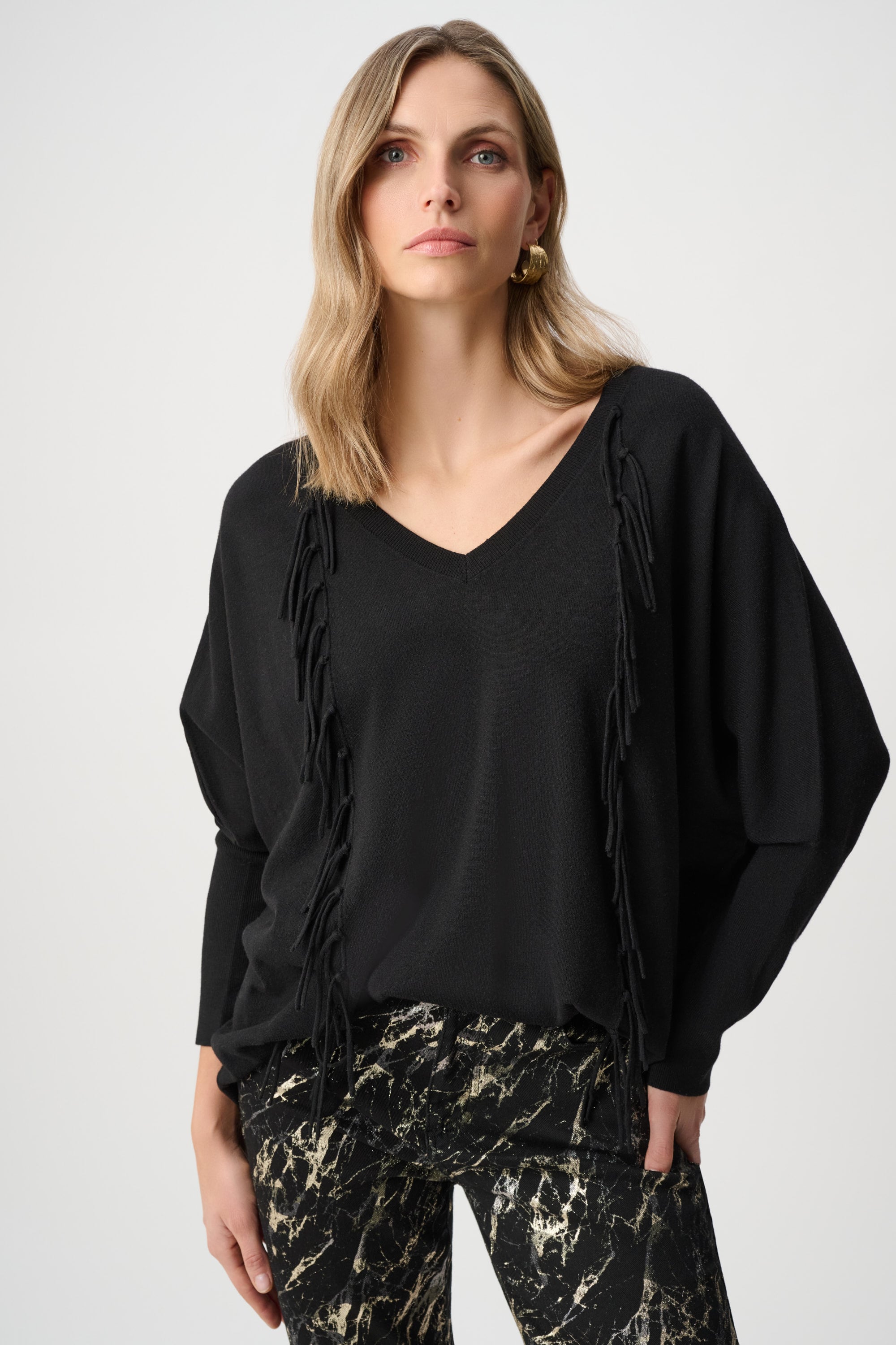 Viscose Knit Fringed Sweater