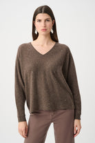 Cashmere Boxy Sweater With Rhinestone Detail