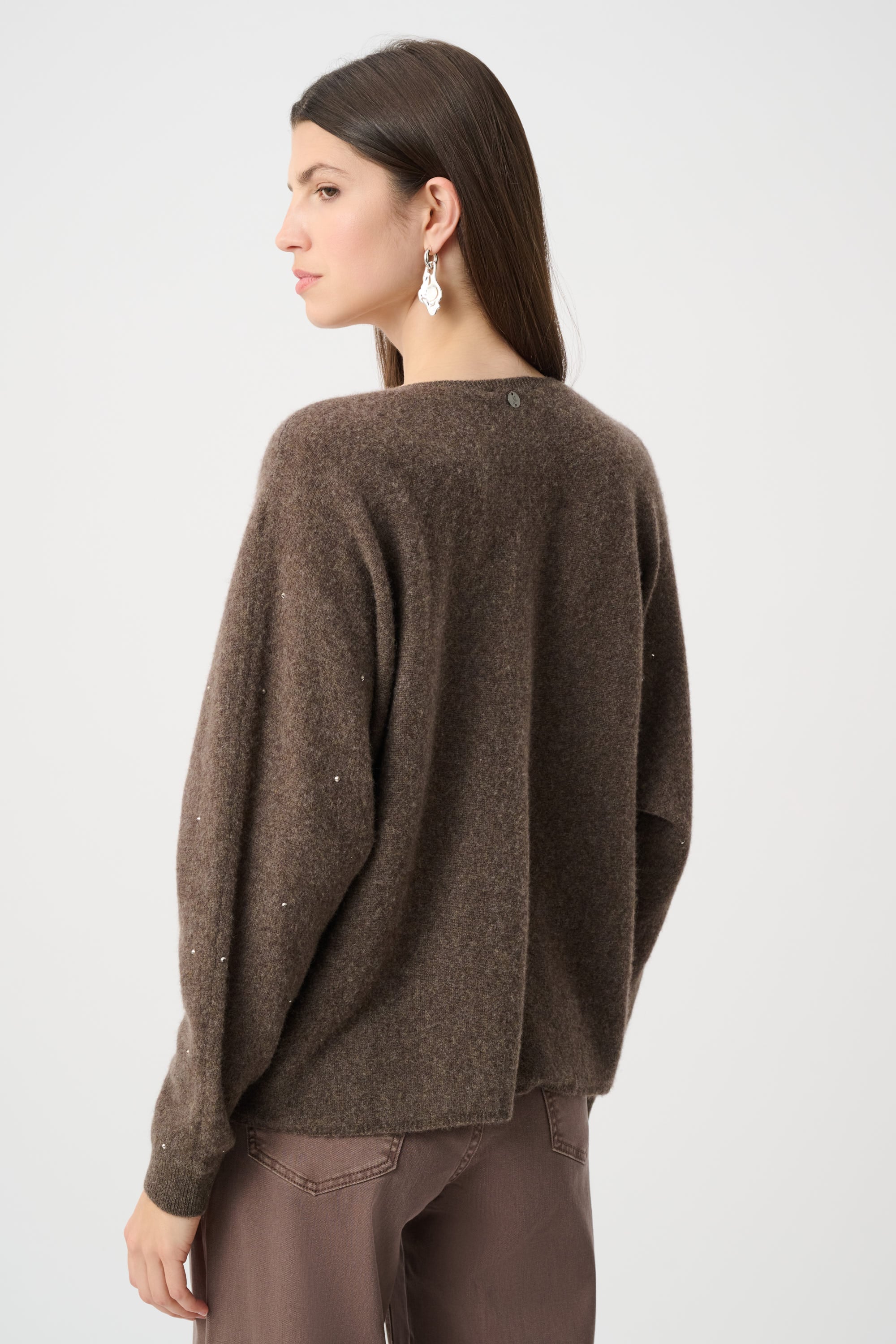 Cashmere Boxy Sweater With Rhinestone Detail