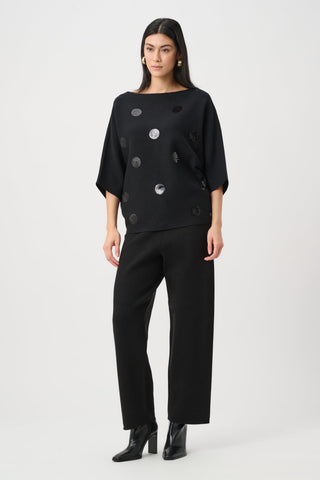 Joseph Ribkoff Brushed Viscose And Nylon Boxy Embroidered Sweater-263942