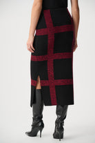 Brushed Viscose And Nylon Knit Plaid Pencil Skirt