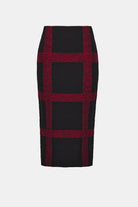 Brushed Viscose And Nylon Knit Plaid Pencil Skirt