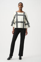 Brushed Viscose And Nylon Plaid Boat-Neck Sweater