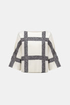 Brushed Viscose And Nylon Plaid Boat-Neck Sweater