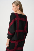 Brushed Viscose And Nylon Plaid Boat-Neck Sweater