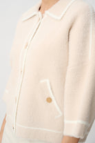 Feather Yarn Knit Boxy Jacket