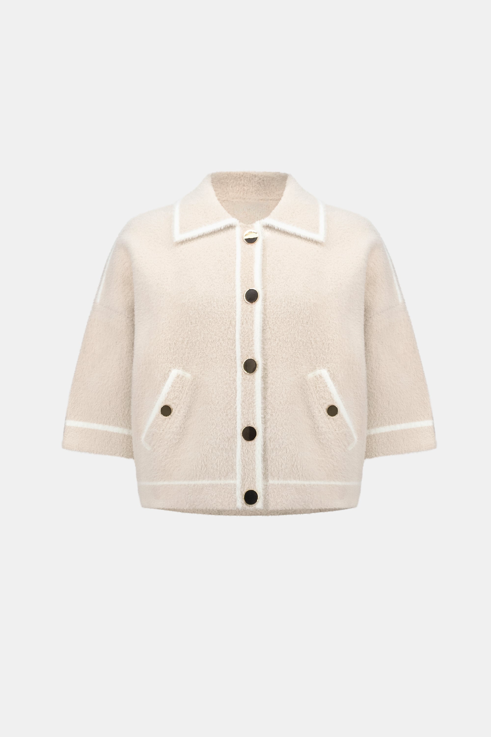Feather Yarn Knit Boxy Jacket