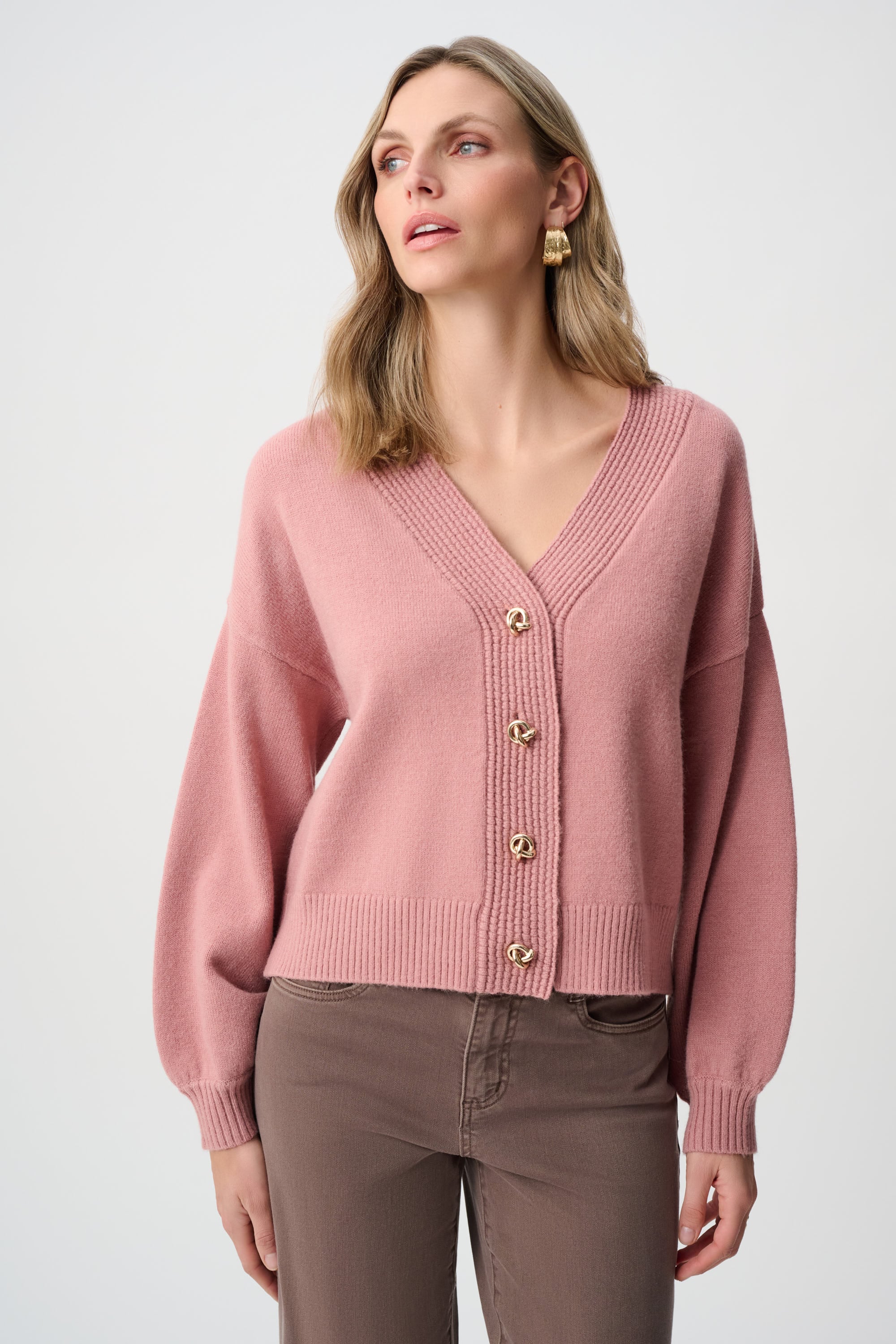 Brushed Knit V-Neck Boxy Cardigan