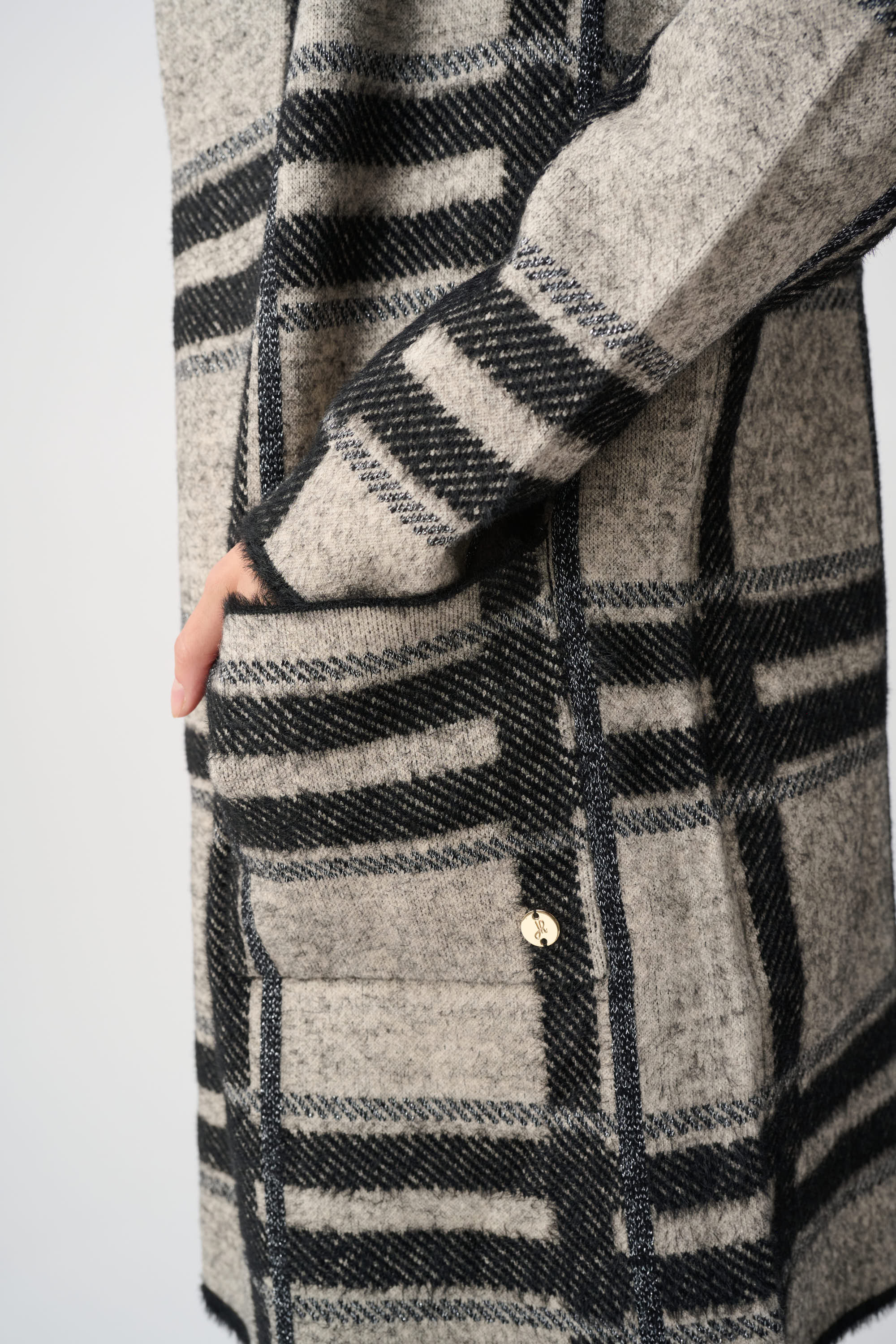 Brushed Jacquard Plaid Hooded Jacket
