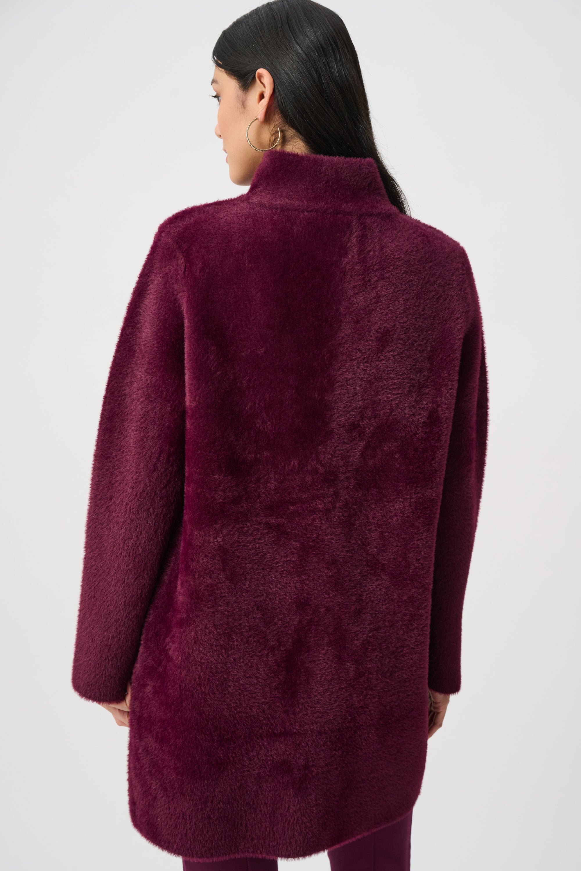 Feather Yarn Mock-Neck Coat