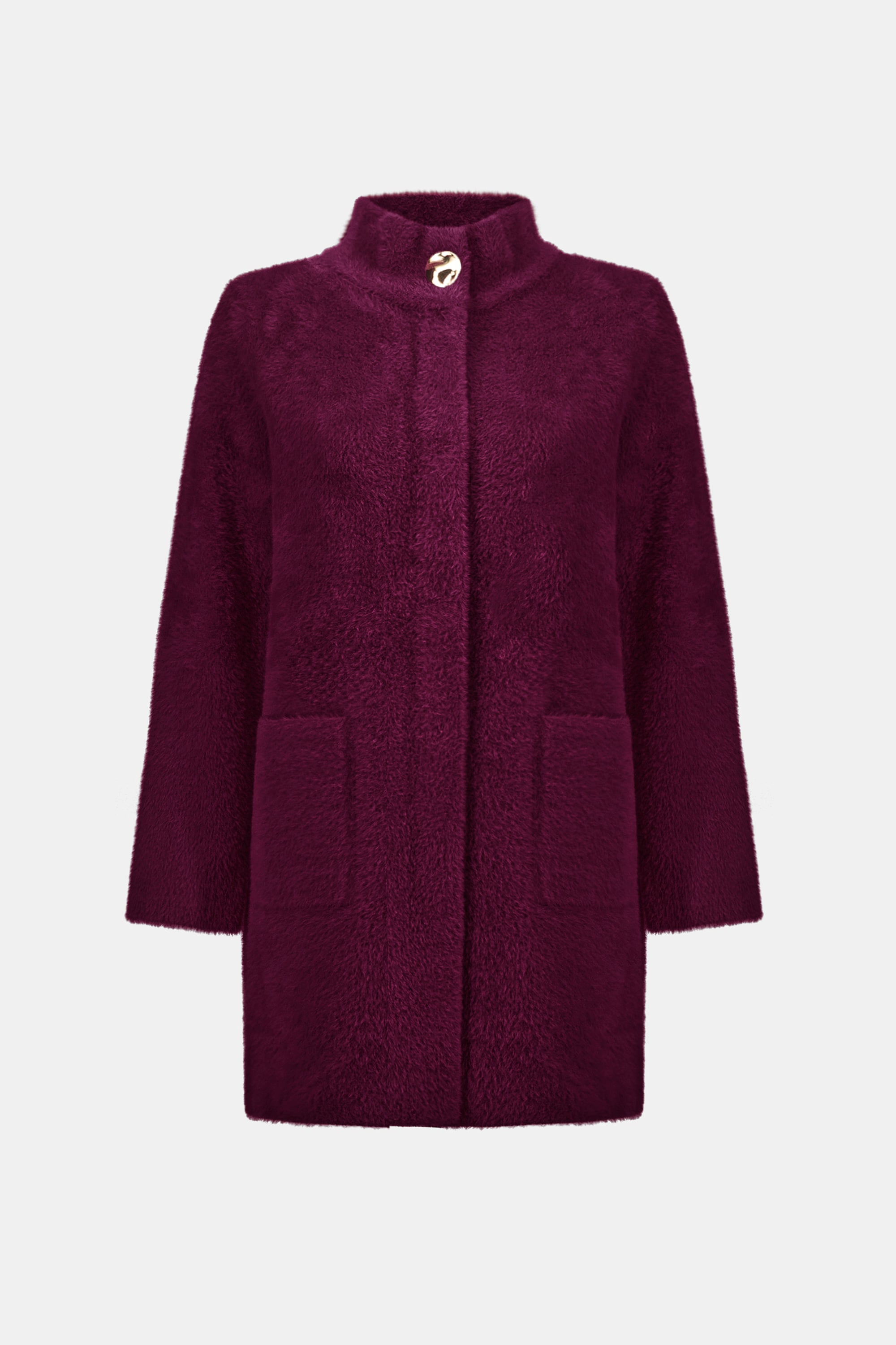 Feather Yarn Mock-Neck Coat