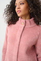 Feather Yarn Mock-Neck Coat