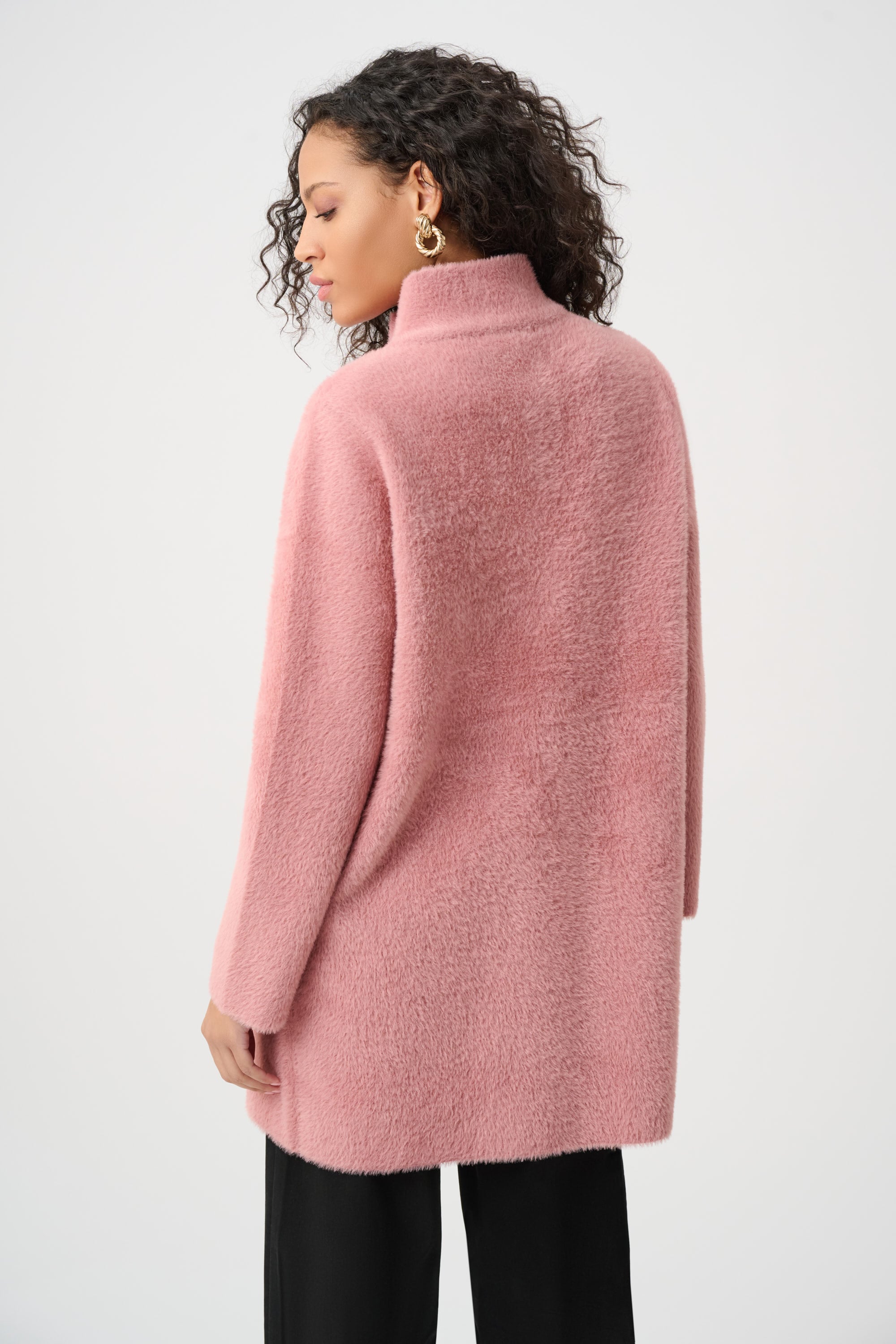 Feather Yarn Mock-Neck Coat