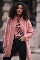 Feather Yarn Mock-Neck Coat